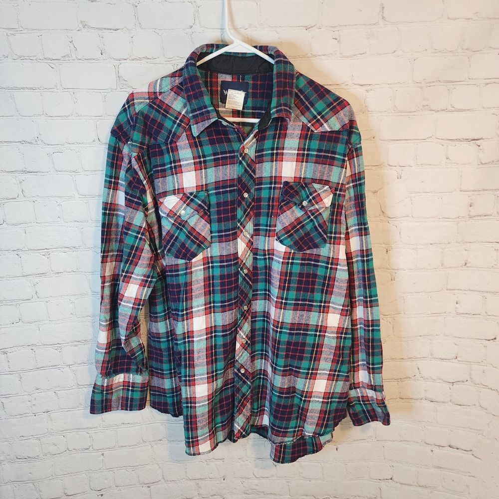 Men's Wrangler Multicolor Pearl Snapp Plaid Lightweight Jacket, Size 3XLT
